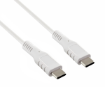 DINIC кабел за зареждане от USB тип C до C, 2x USB тип C щепсел, 60W, 3A, OD: 3,5 мм, бял, полиетиленов плик DINIC, 1,5 м